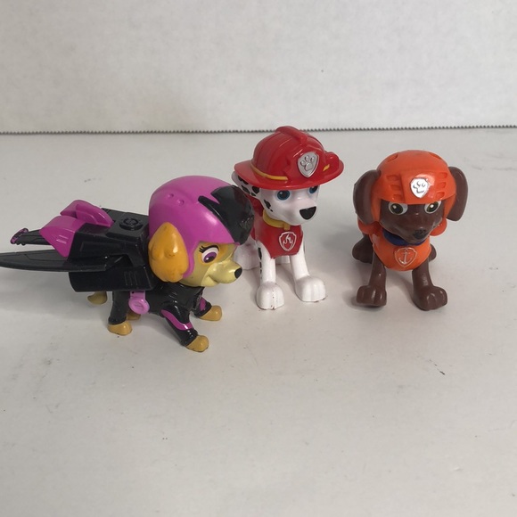 Paw Patrol Lot Zuma Marshall and Skye 2 1/4” Posable Action Figures Spin Master - Picture 3 of 3